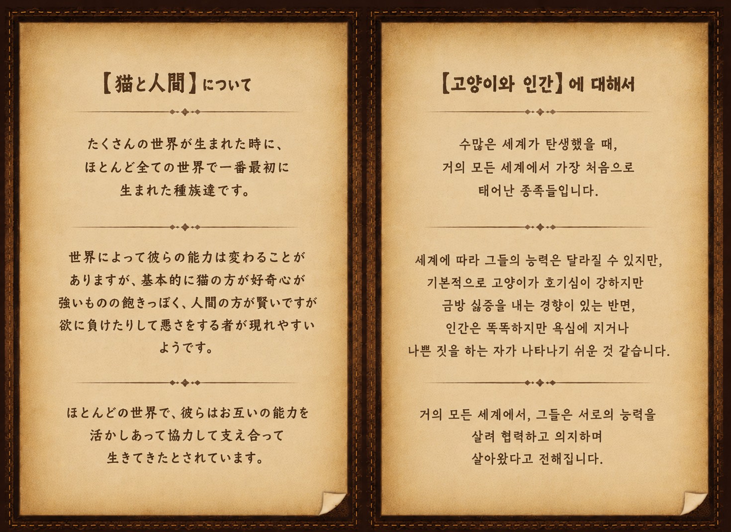 고양이와 인간에 대한 설정 이미지