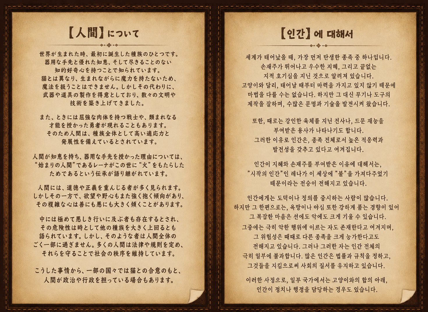 인간 종족에 대한 설정 이미지