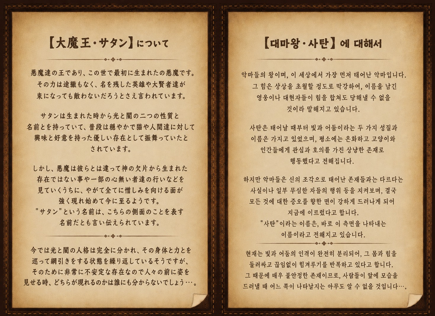 대마왕 사탄에 대한 설정 이미지