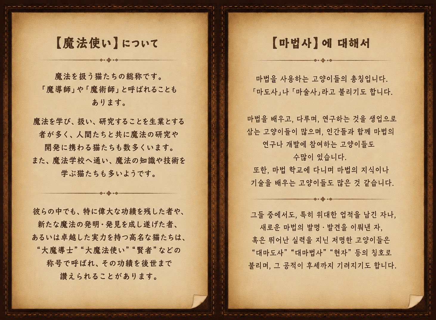 마법사에 대한 설정 이미지